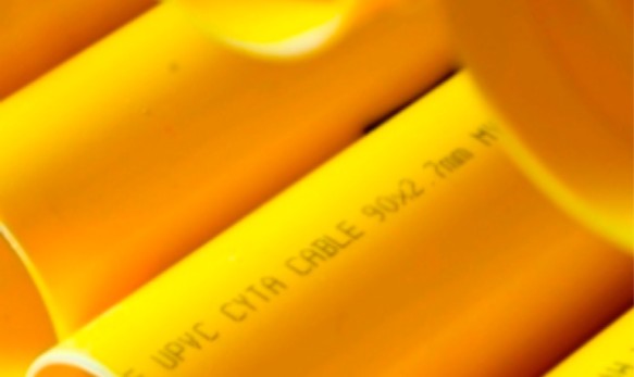 PVC and PE pipe stock arranged for outbound delivery
